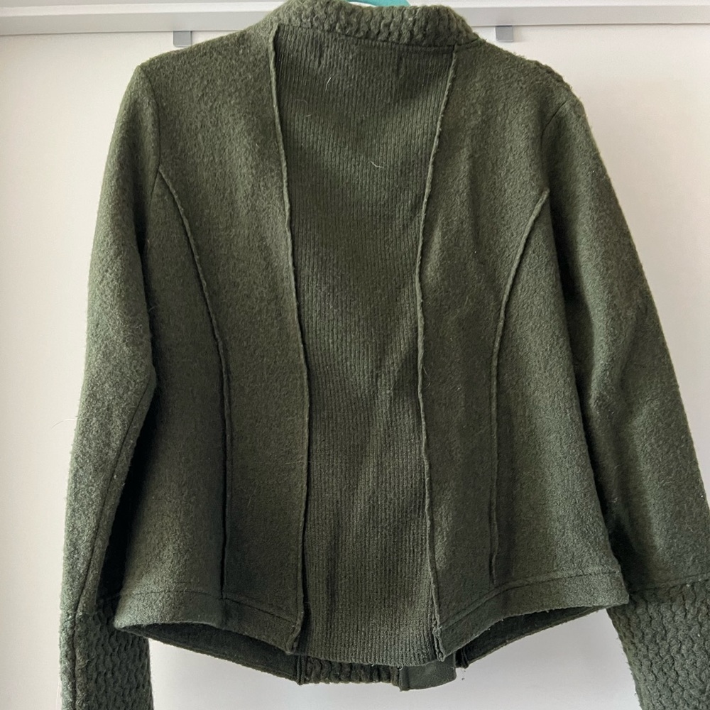 Anthropologie Sparrow | Hunter Green Wool Moto Jacket - Picture 3 of 6